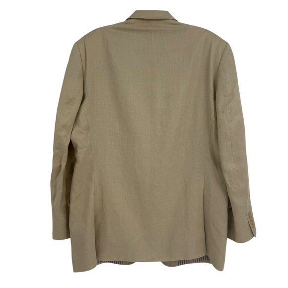 Calvin Klein Blazer Mens Size 44L Tan Beige 2 Button Sport Jacket 100% Linen - Picture 2 of 12